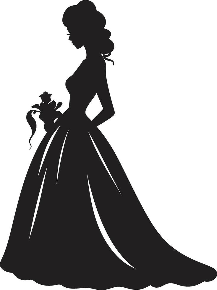 Sophisticated Wedding Elegance Bride Icon Chic Matrimonial Harmony Black Bride vector