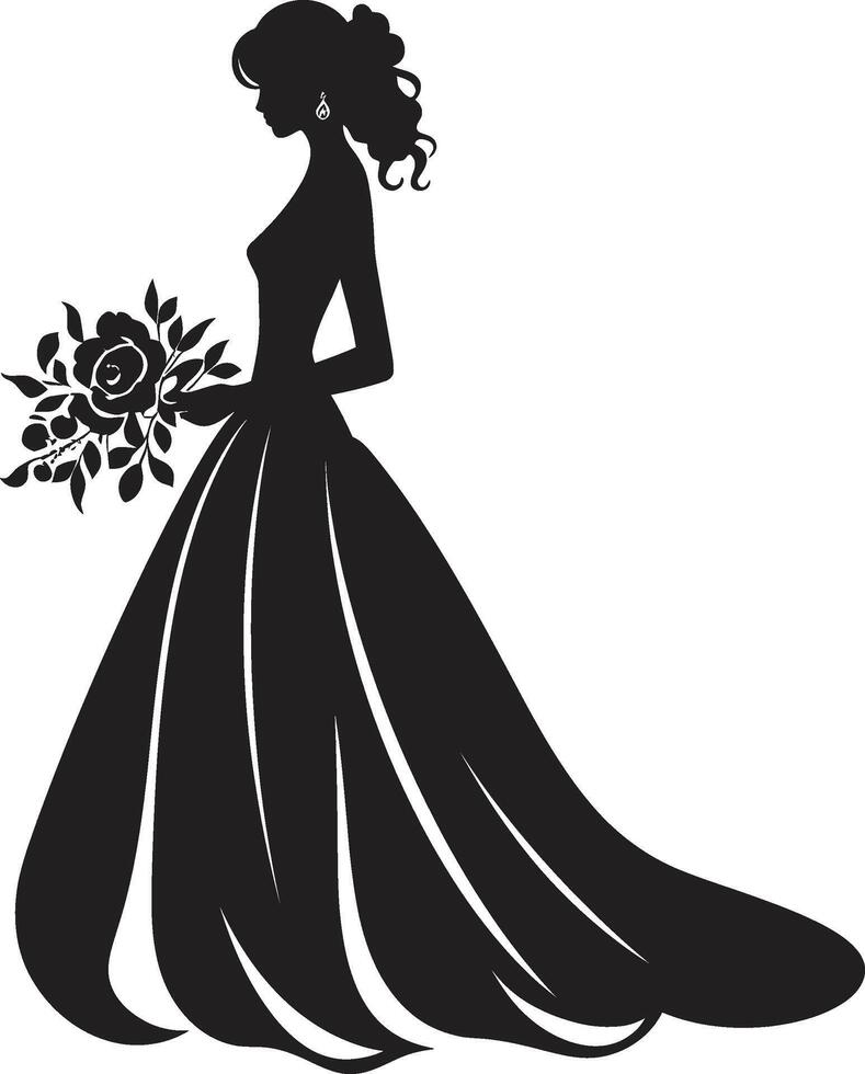 Elegant Wedding Elegance Monochrome Bride Classic Bridal Radiance Black Vector