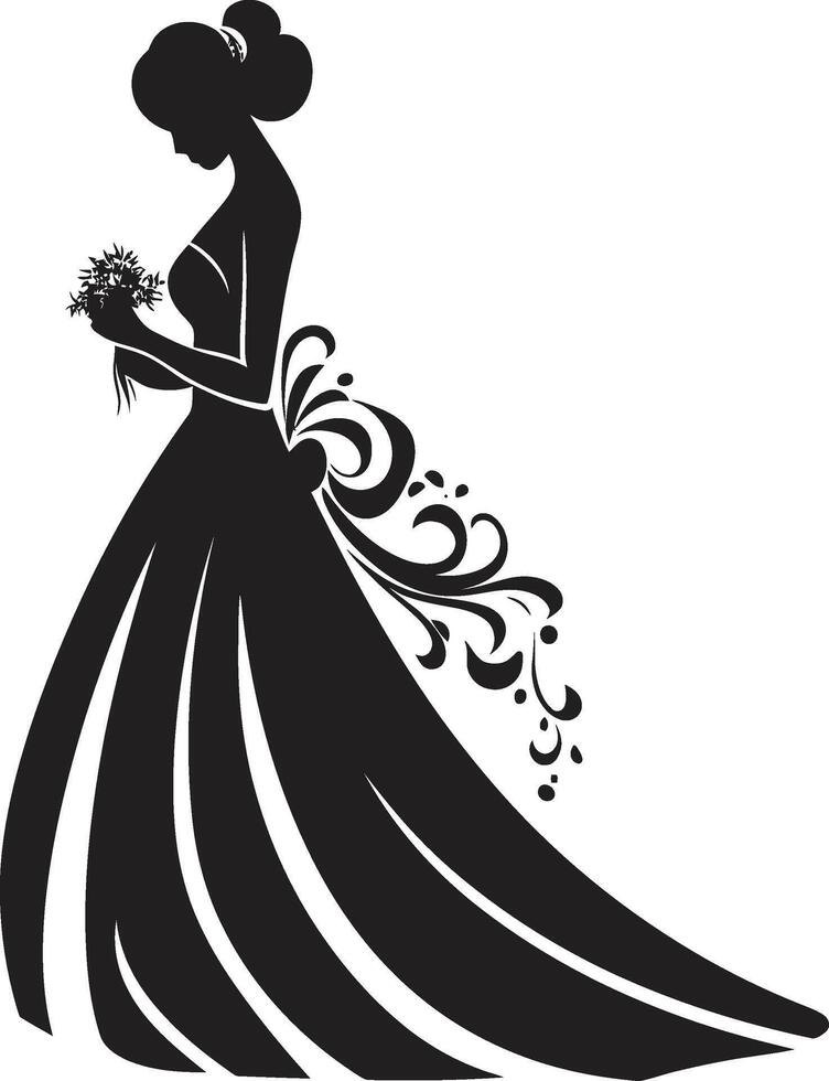 agraciado nupcial serenidad novia logo casado elegancia monocromo vector icono