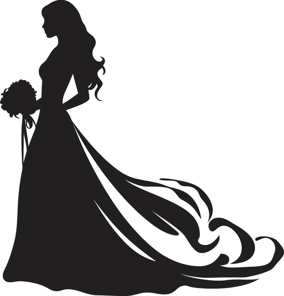 Classic Bride Silhouette Black Vector Design Sophisticated Matrimony Bride Icon