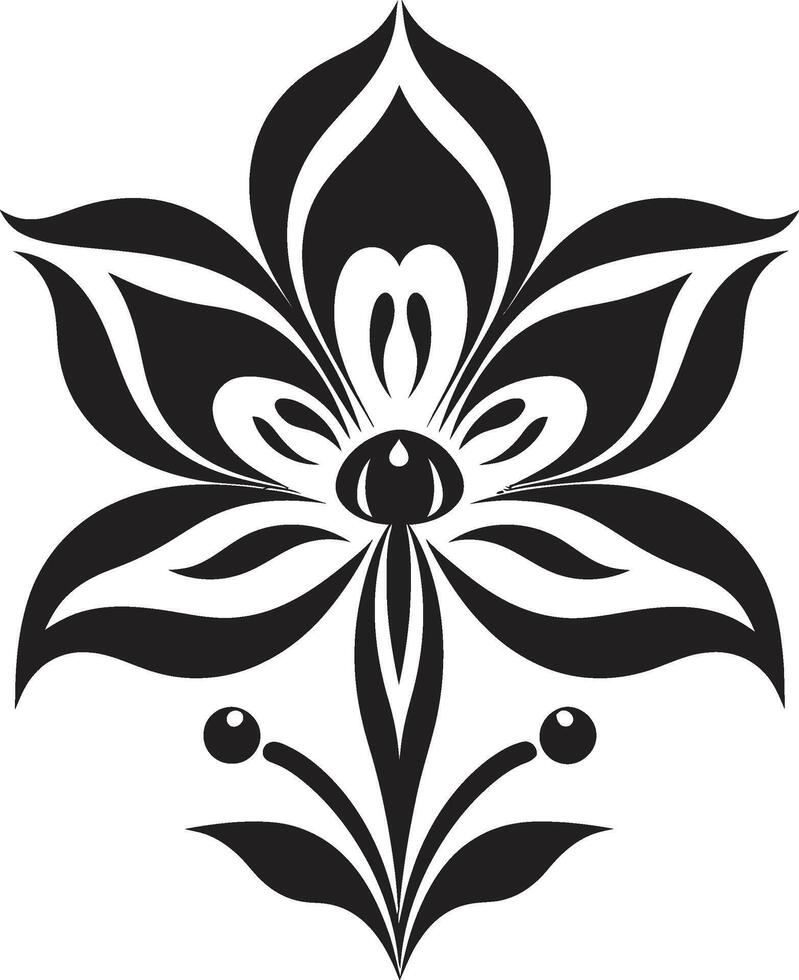 Graceful Petal Detail Stylish Vector Emblem Monochrome Bloom Icon Elegant Emblem Mark