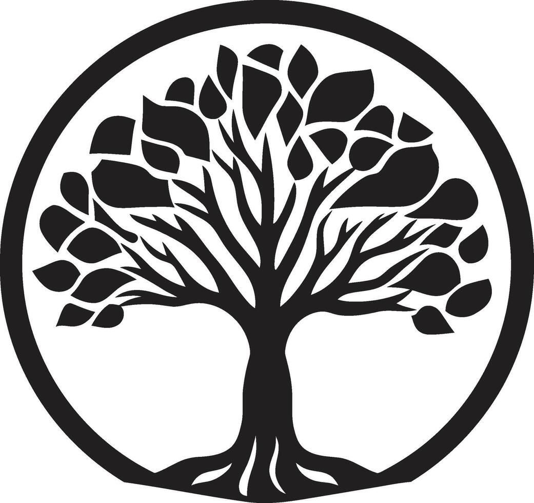 Timber Symbol Vector Icon Tree Rooted Badge Iconic Tree Emblem