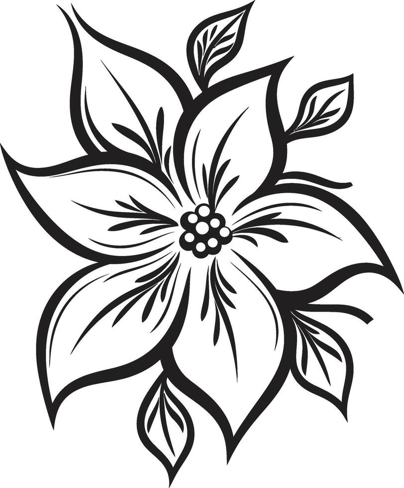 pulcro floración emblema icónico monótono detalle elegante monocromo pétalo negro icono detalle vector