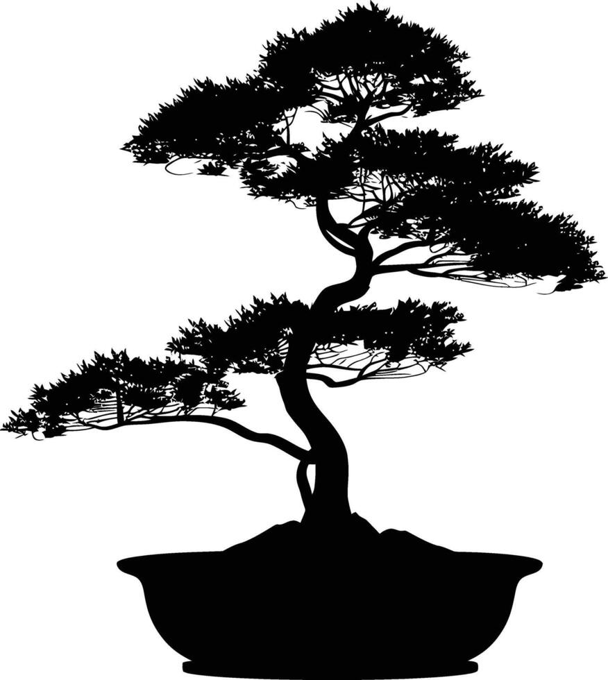 AI generated Silhouette bonsai tree black color only vector