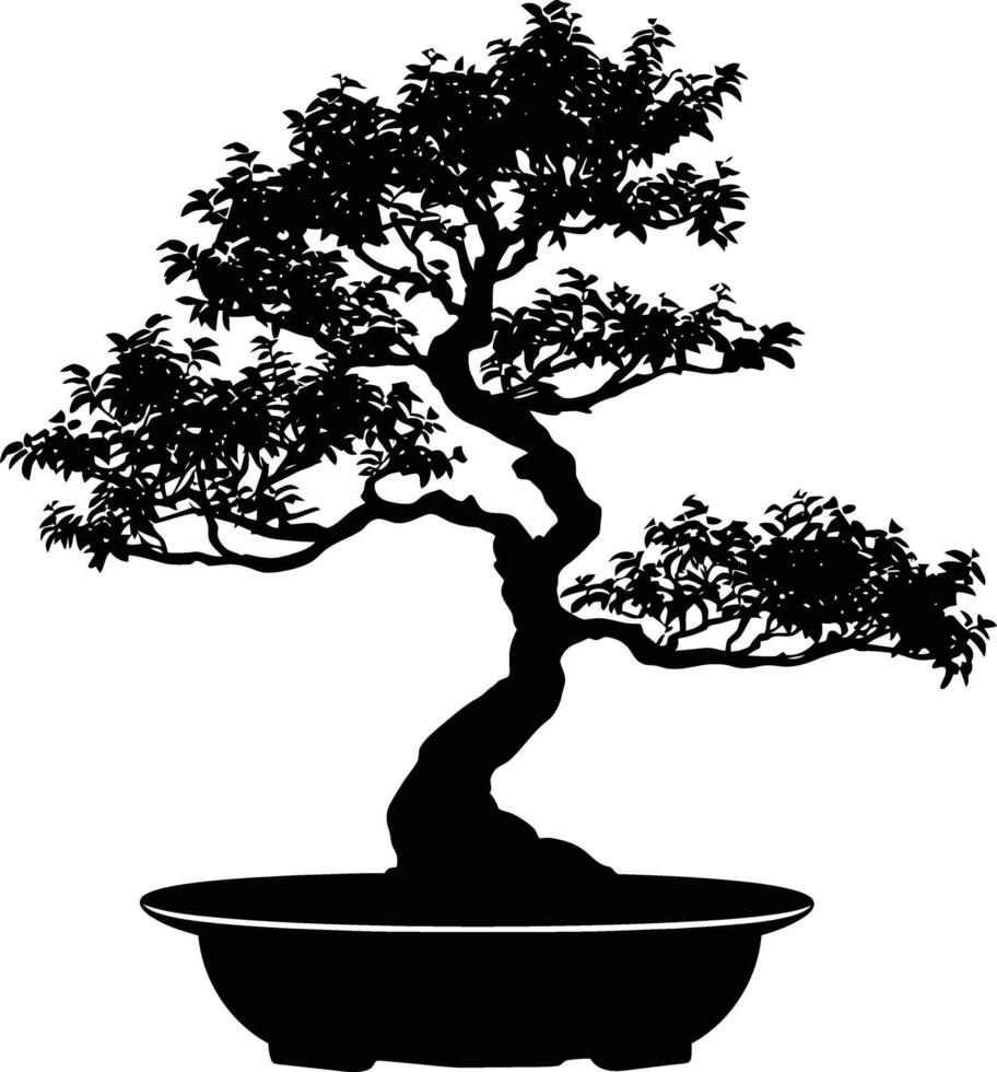 ai generado silueta bonsai árbol negro color solamente vector