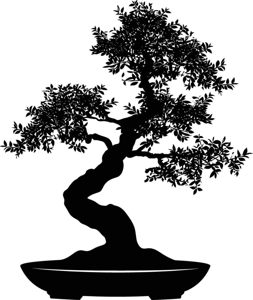 AI generated Silhouette bonsai tree black color only vector