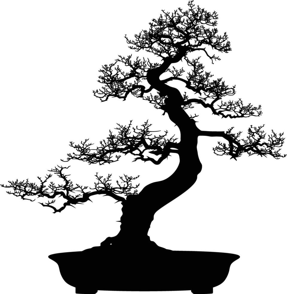 ai generado silueta bonsai árbol negro color solamente vector