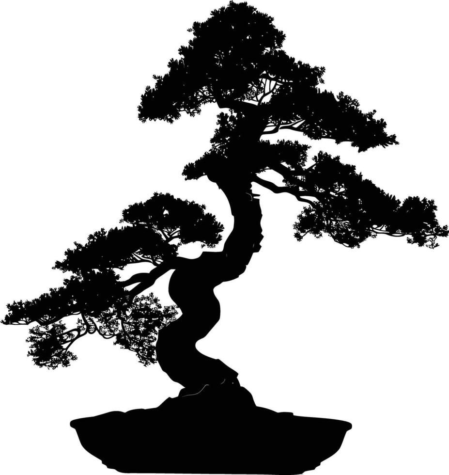 ai generado silueta bonsai árbol negro color solamente vector