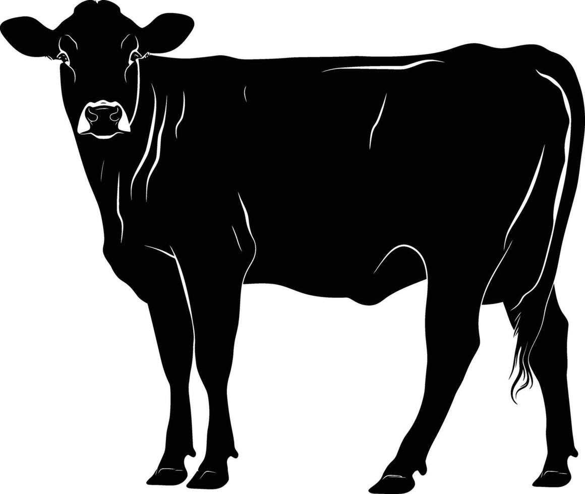 ai generado silueta vaca negro color solamente vector