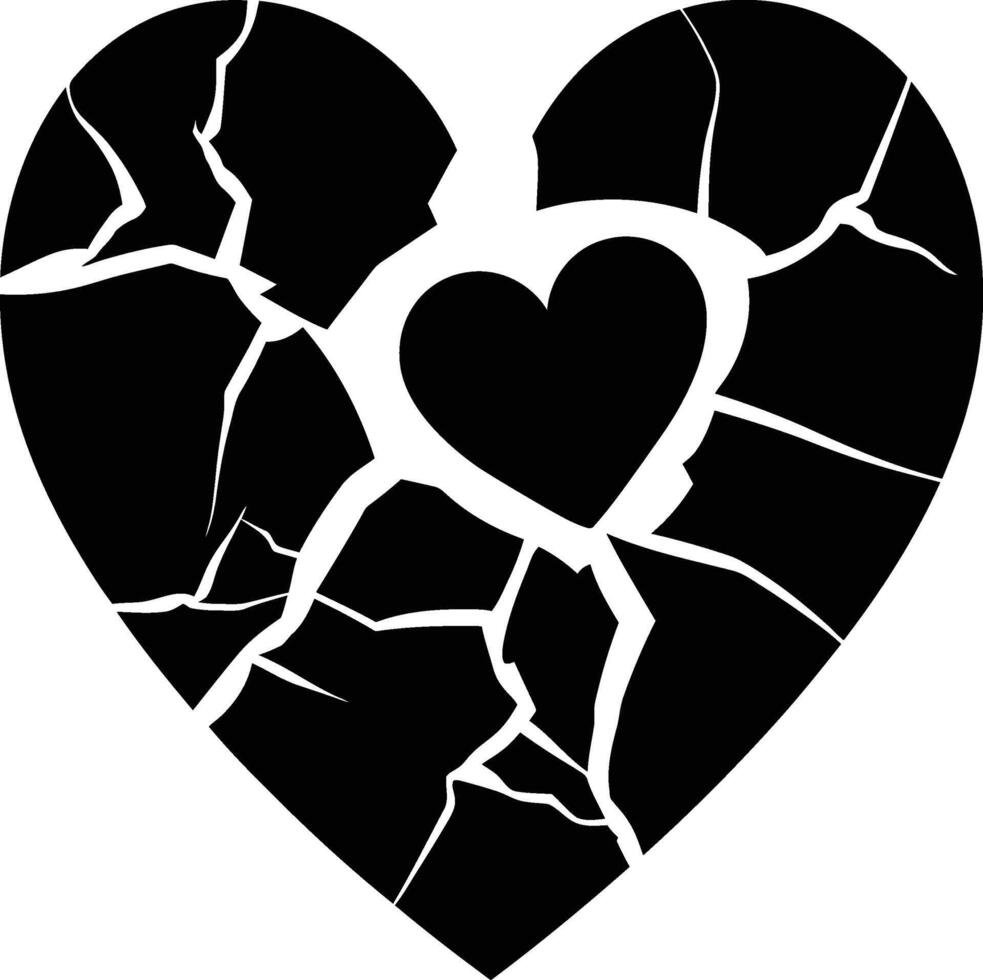 AI generated Silhouette broken heart love logo symbol black color only vector