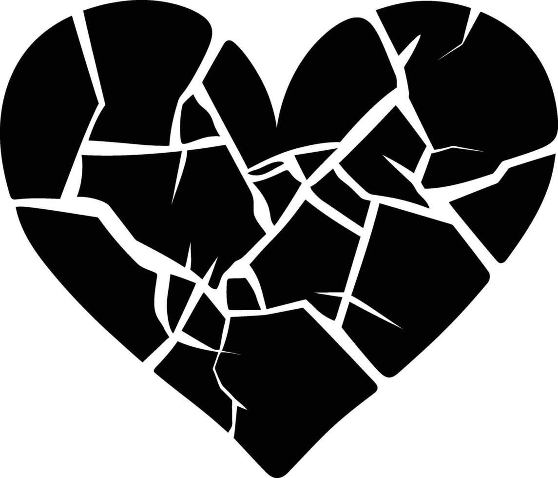 AI generated Silhouette broken heart love logo symbol black color only vector