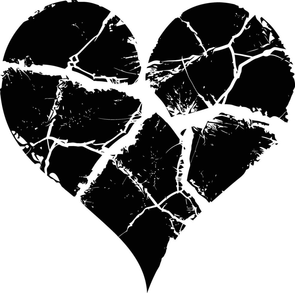 AI generated Silhouette broken heart love logo symbol black color only vector