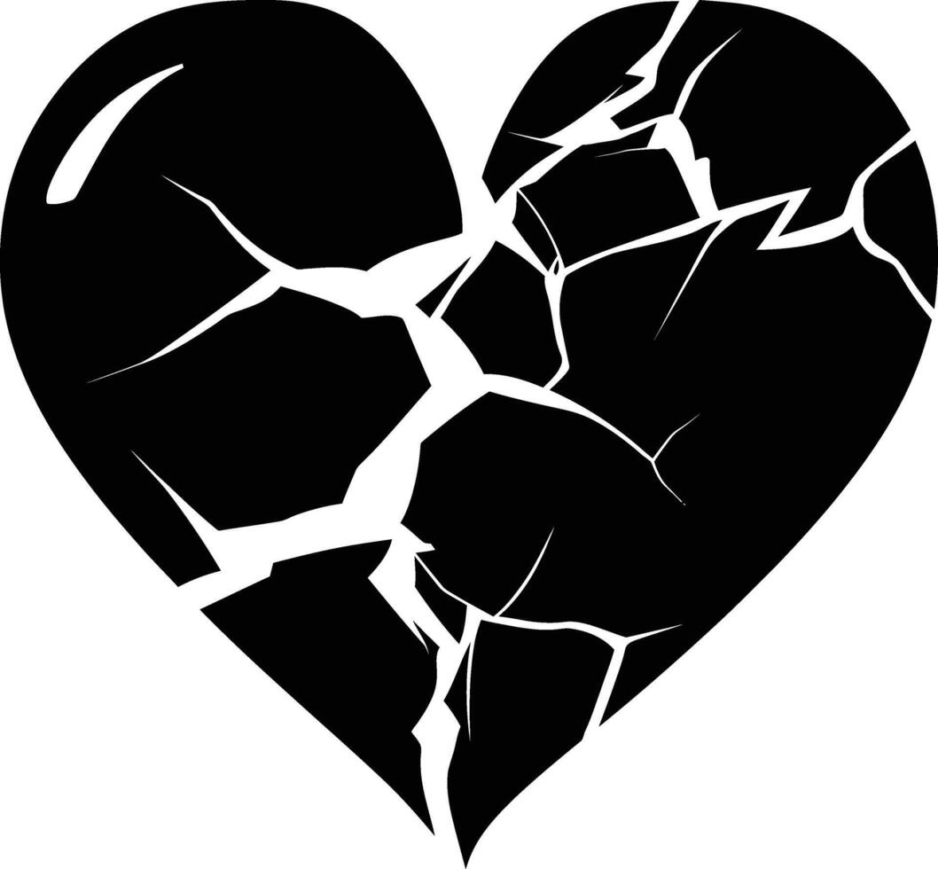AI generated Silhouette broken heart love logo symbol black color only vector