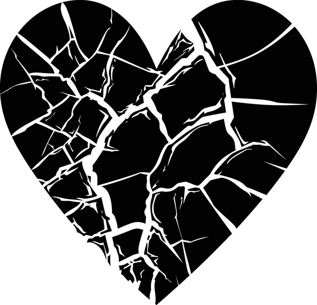 AI generated Silhouette broken heart love logo symbol black color only vector