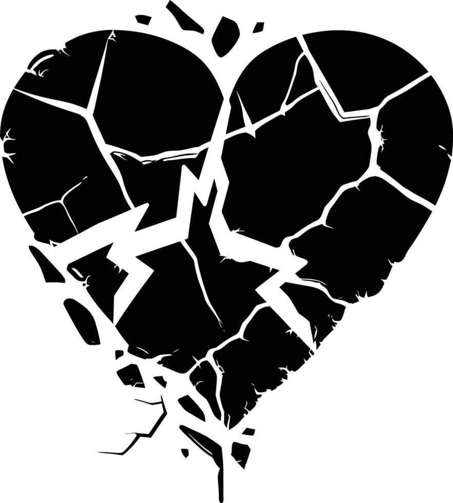 AI generated Silhouette broken heart love logo symbol black color only vector