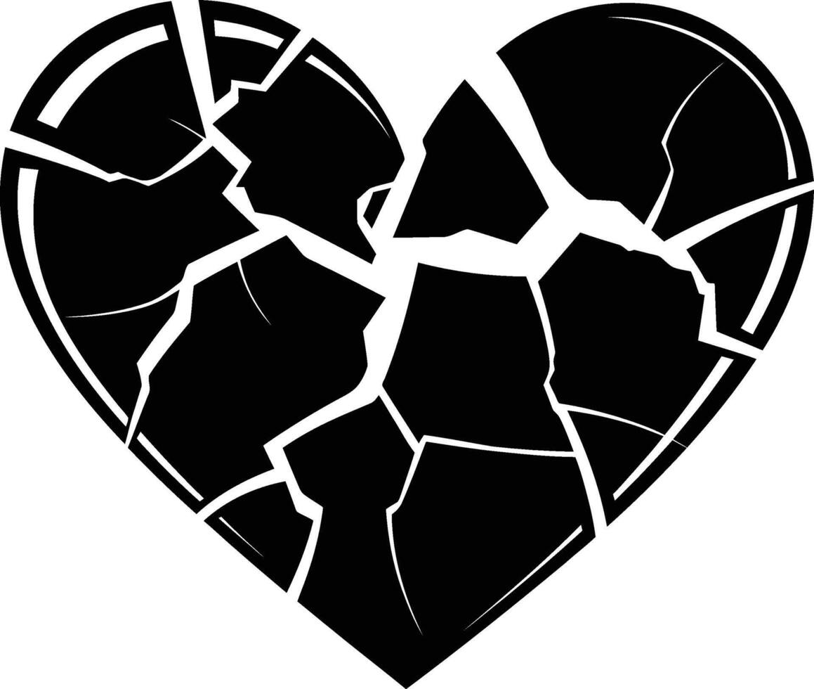 ai generado silueta roto corazón amor logo símbolo negro color solamente vector