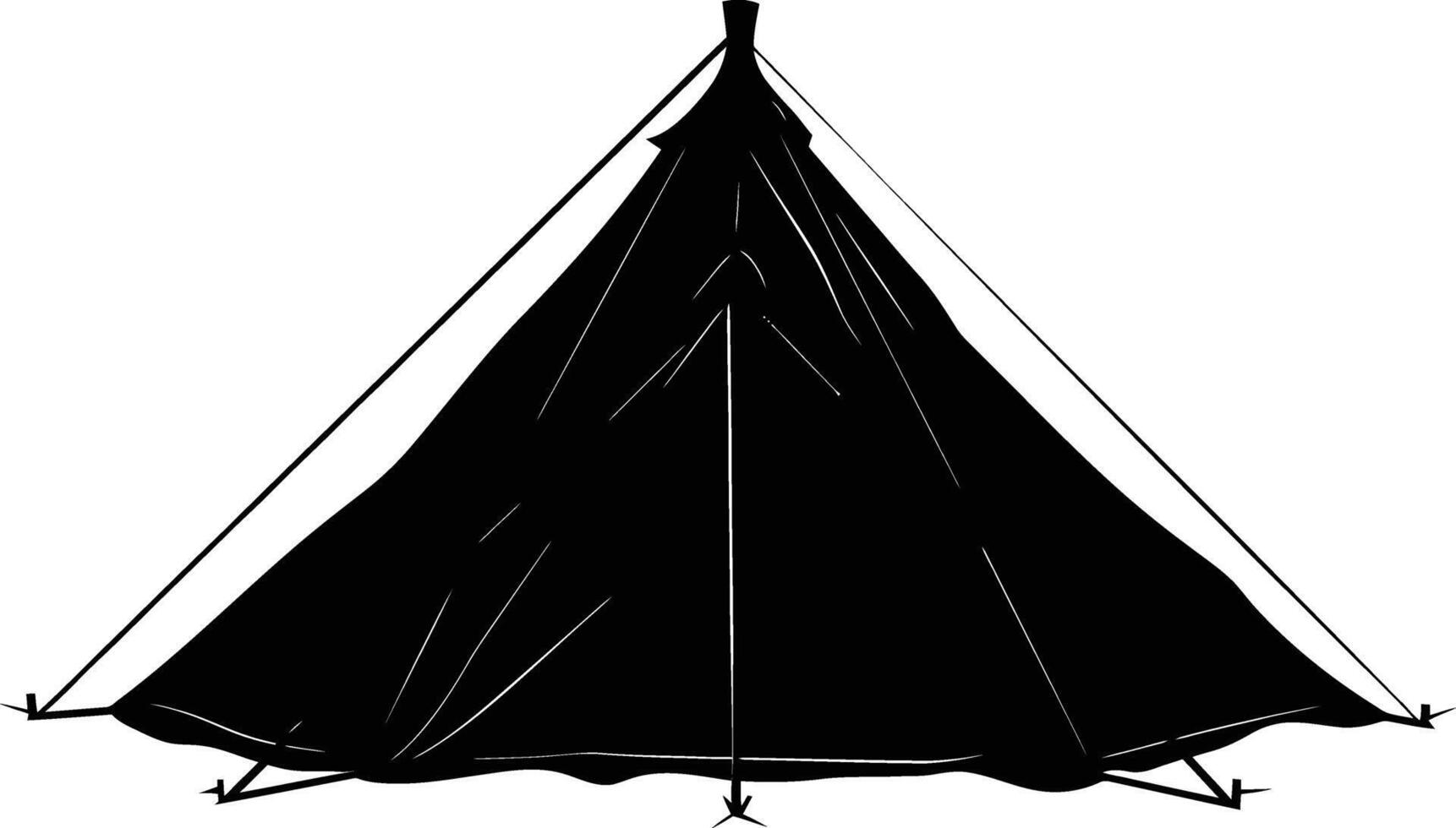 AI generated Silhouette camping tent black color only vector