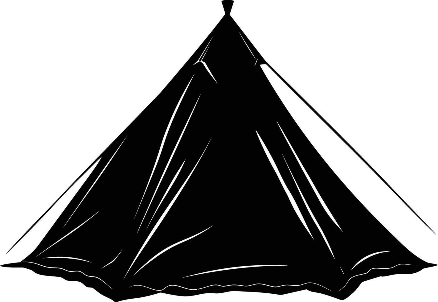 AI generated Silhouette camping tent black color only vector