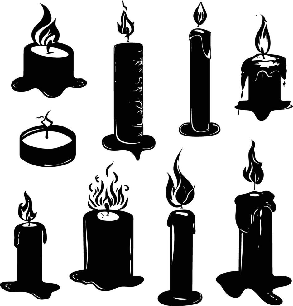 AI generated Silhouette Candles black color only vector