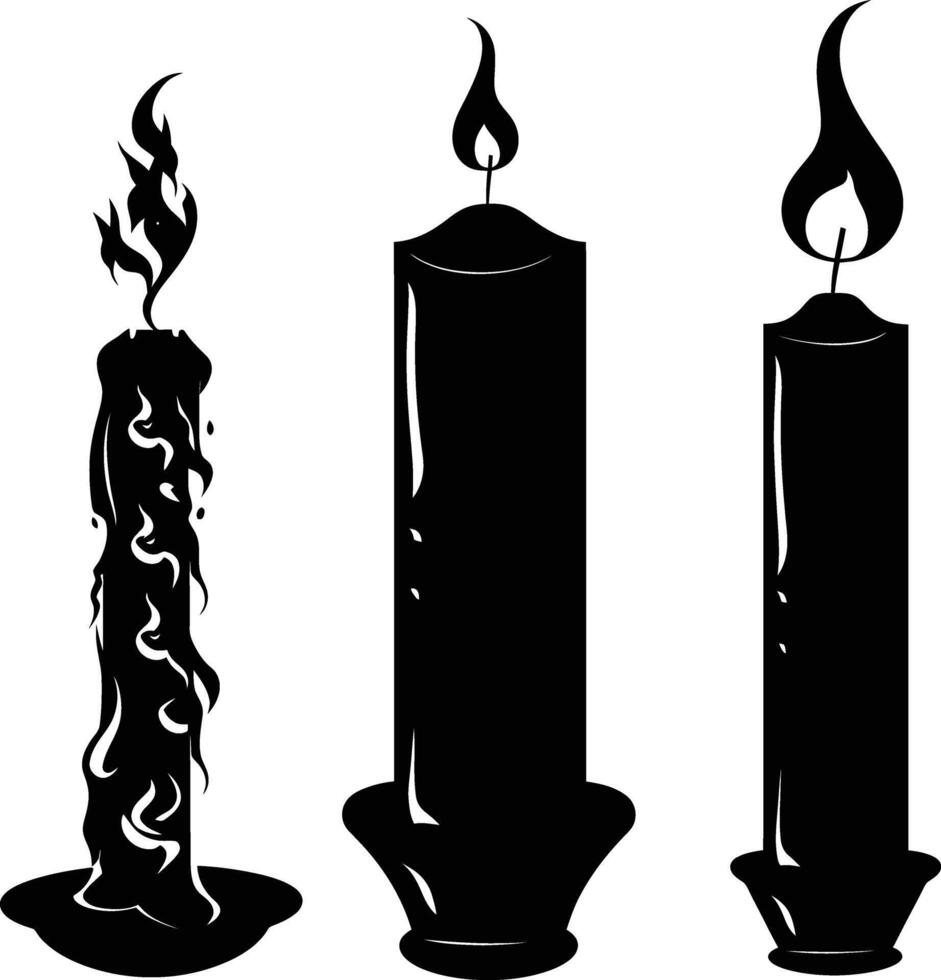 AI generated Silhouette Candles black color only vector