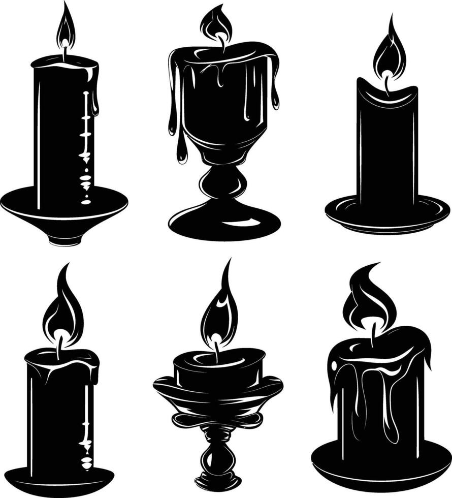 AI generated Silhouette Candles black color only vector