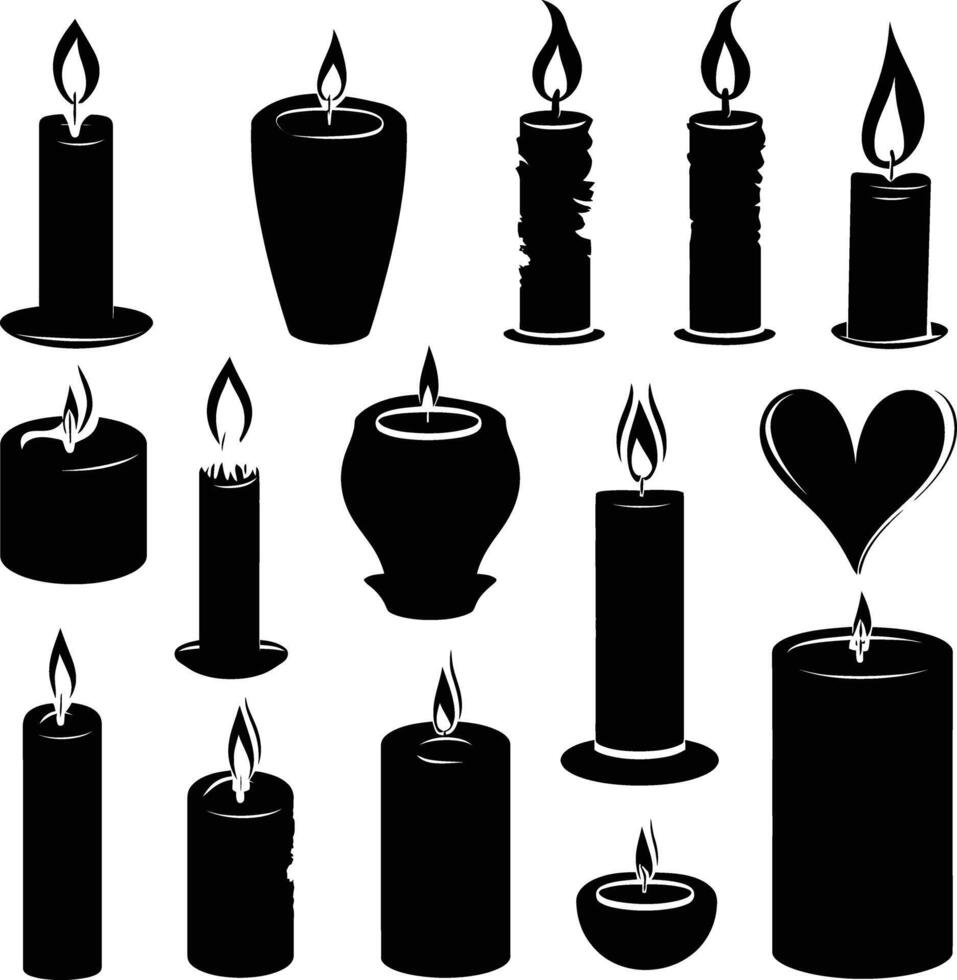 AI generated Silhouette Candles black color only vector