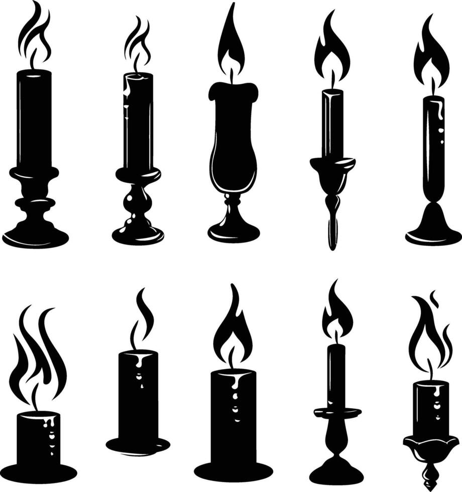 ai generado silueta velas negro color solamente vector