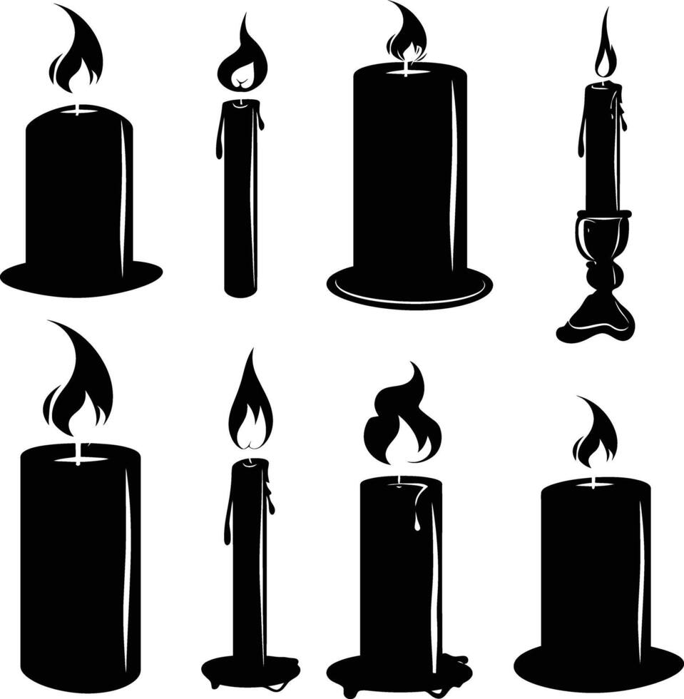 ai generado silueta velas negro color solamente vector