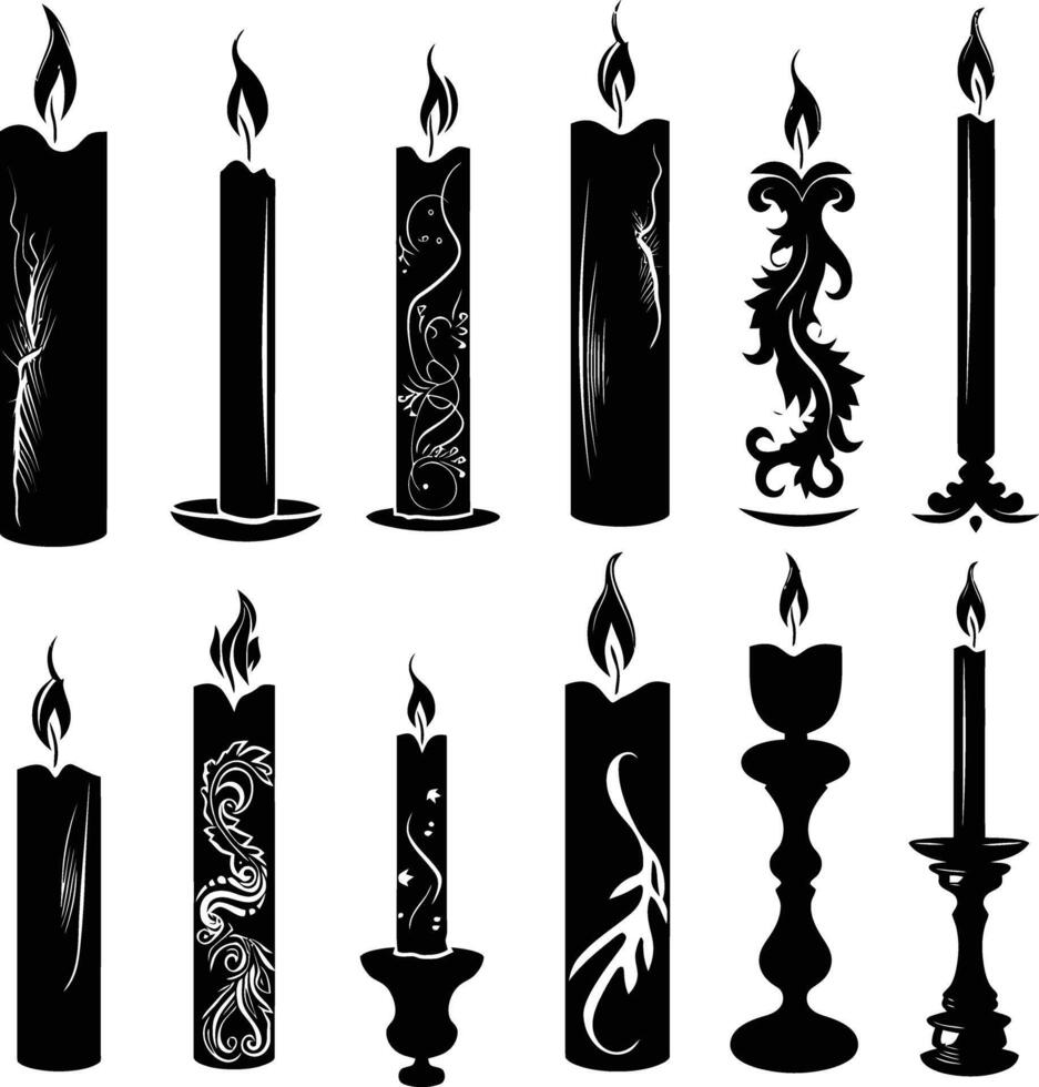 ai generado silueta velas negro color solamente vector