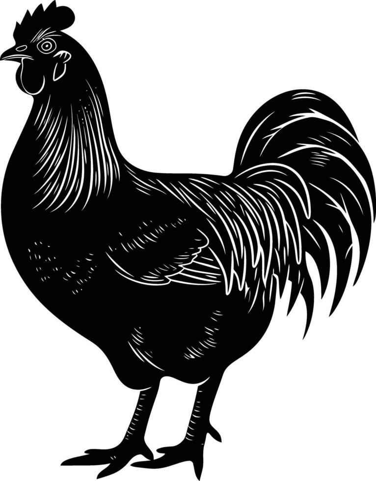 ai generado silueta pollo negro color solamente vector