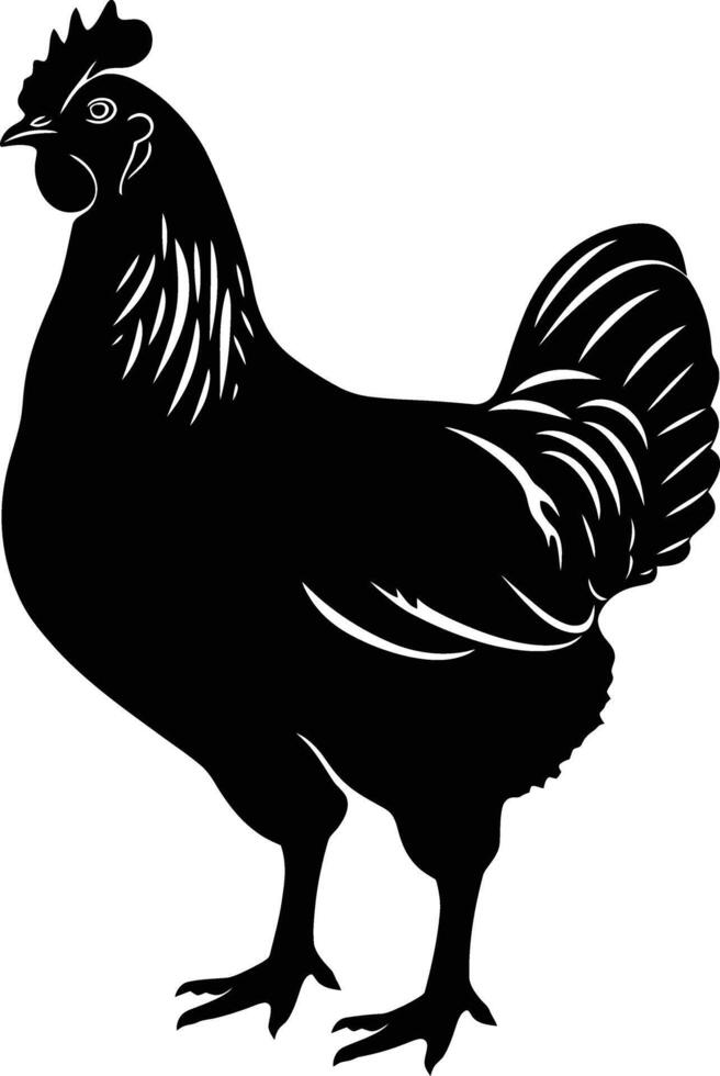AI generated Silhouette chiken black color only vector