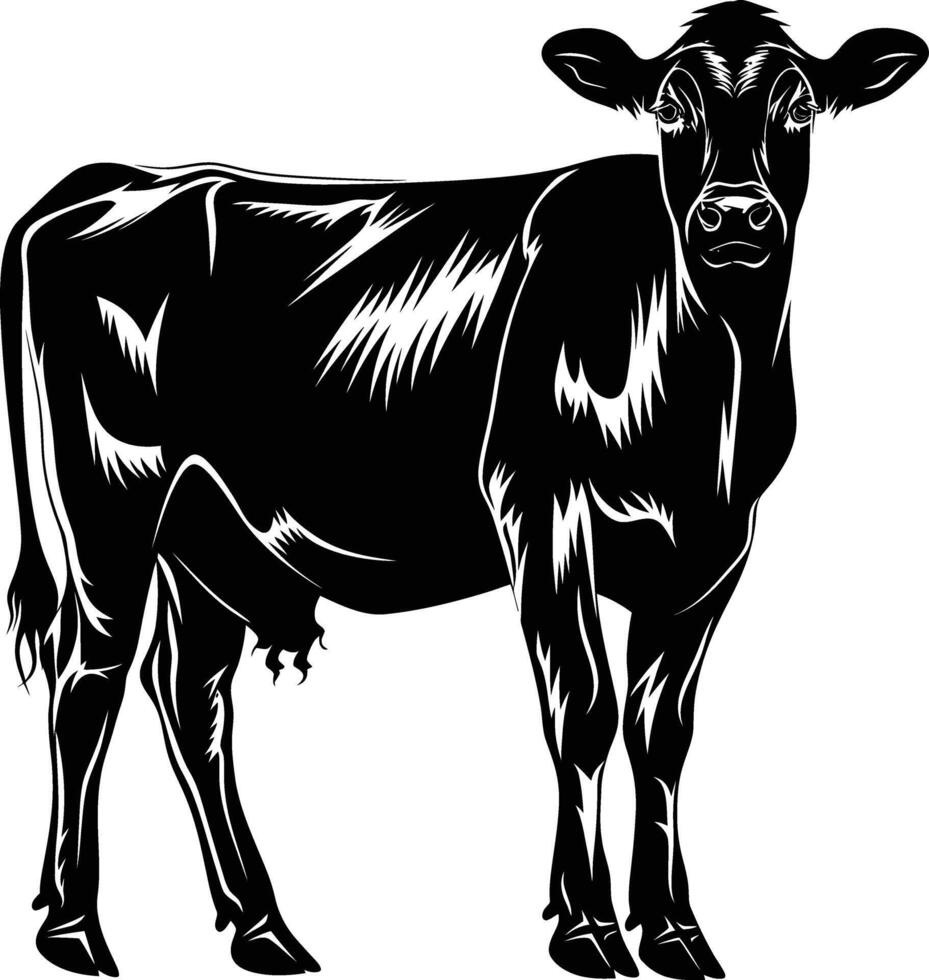 ai generado silueta vaca negro color solamente vector