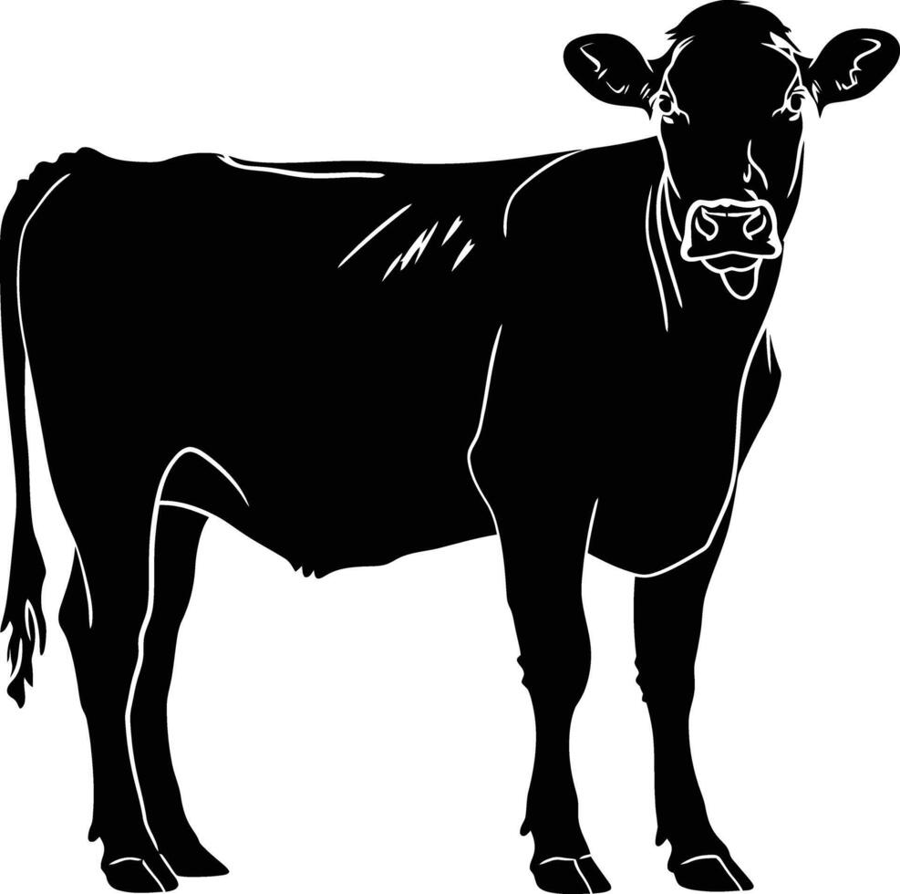 ai generado silueta vaca negro color solamente vector