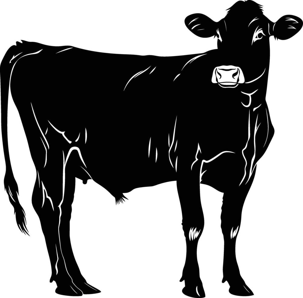 AI generated Silhouette cow black color only vector