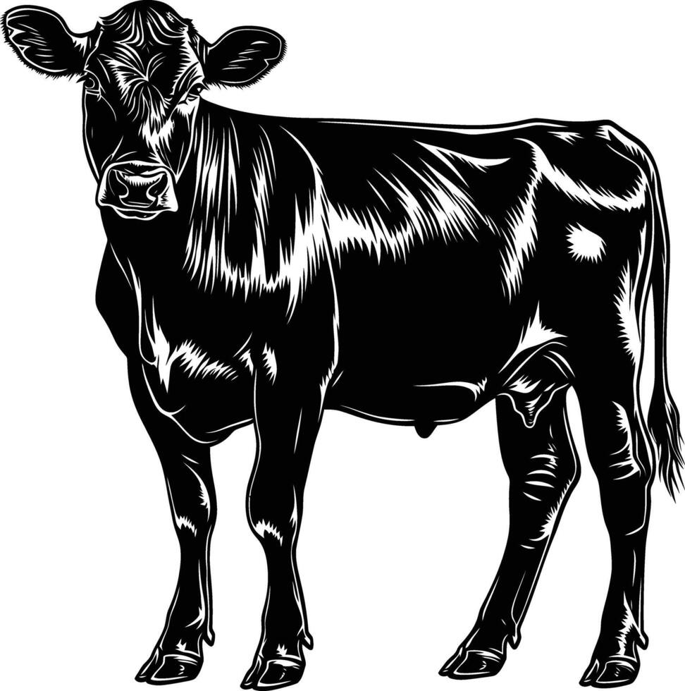 AI generated Silhouette cow black color only vector