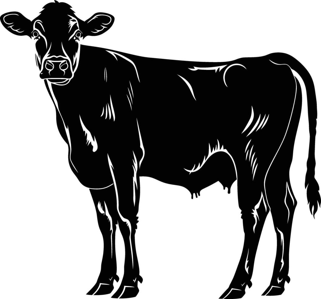 AI generated Silhouette cow black color only vector