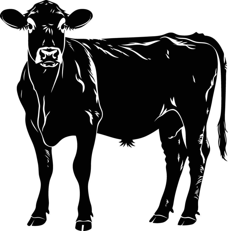 ai generado silueta vaca negro color solamente vector