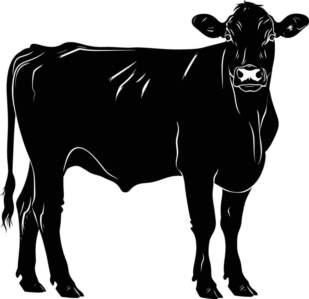 AI generated Silhouette cow black color only vector