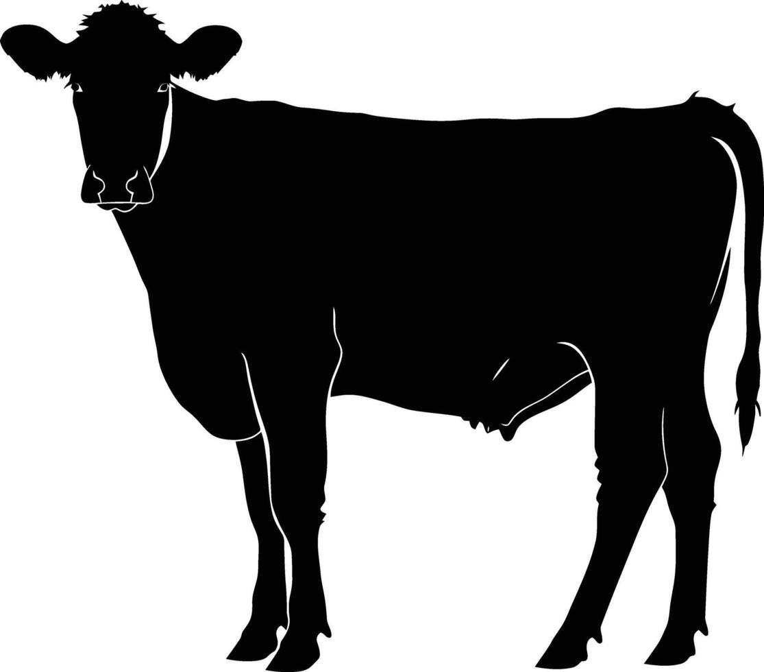 AI generated Silhouette cow black color only vector