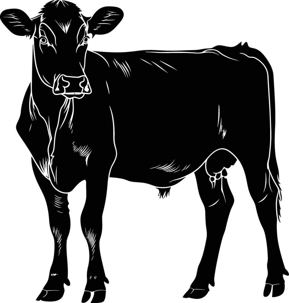 ai generado silueta vaca negro color solamente vector