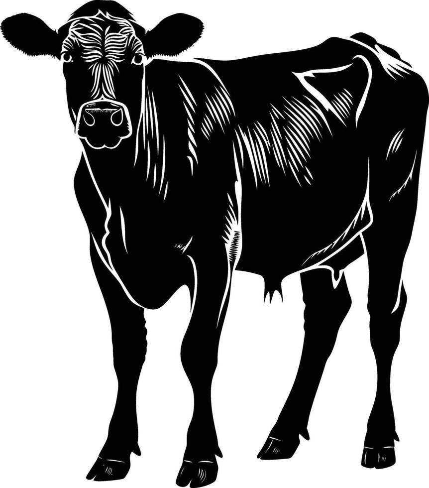 ai generado silueta vaca negro color solamente vector