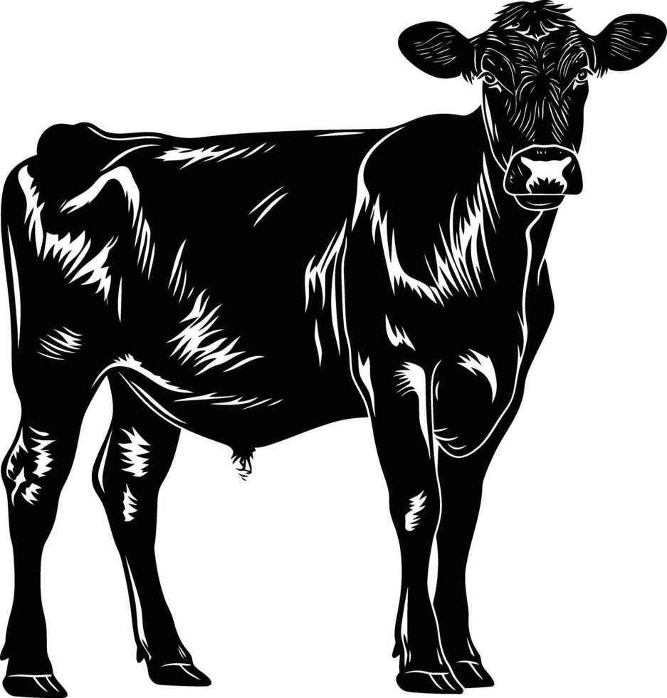 ai generado silueta vaca negro color solamente vector