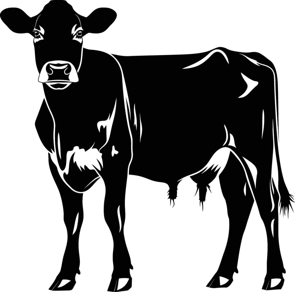 ai generado silueta vaca negro color solamente vector