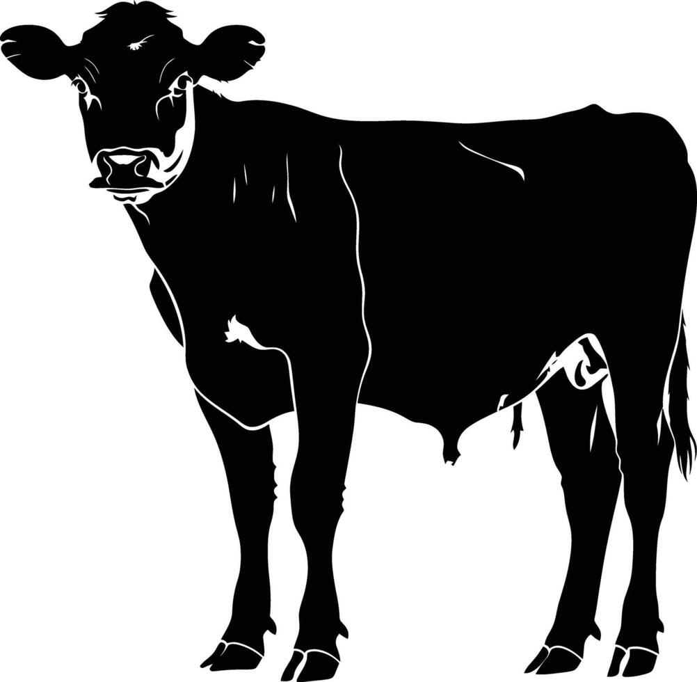 ai generado silueta vaca negro color solamente vector