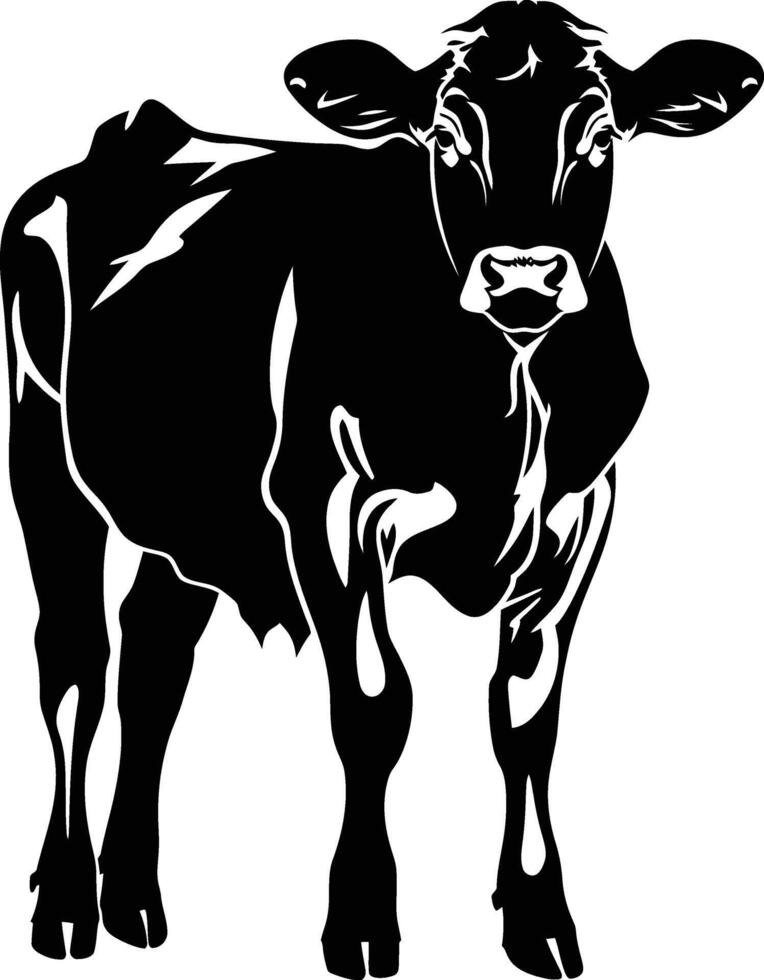 ai generado silueta vaca negro color solamente vector