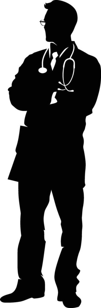 AI generated Silhouette doctor man full body black color only vector