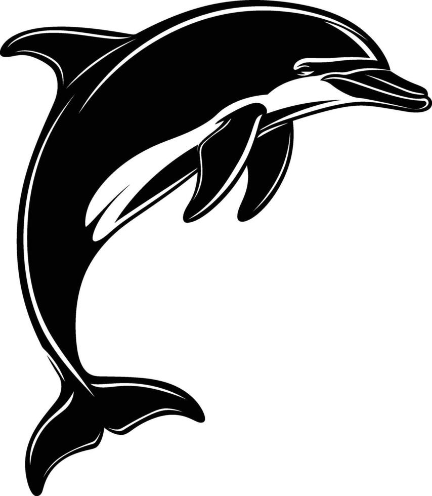 AI generated Silhouette dolphin black color only vector