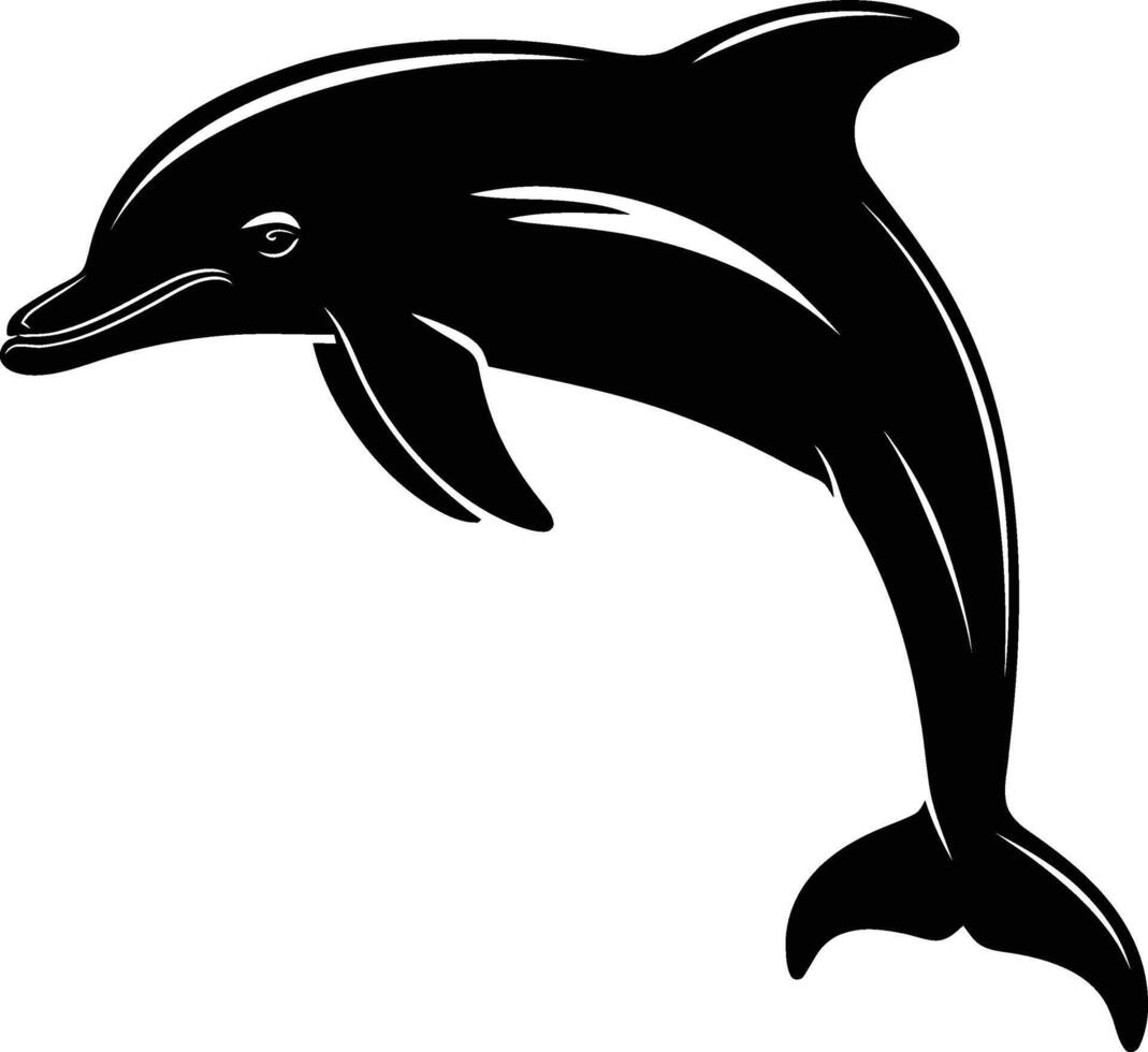 AI generated Silhouette dolphin black color only vector