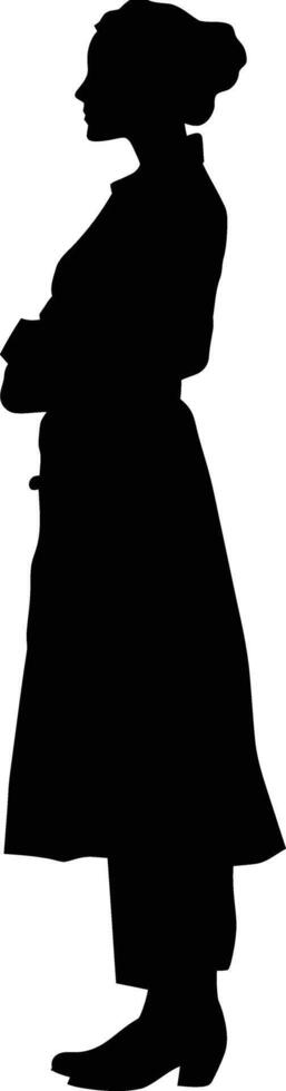 AI generated Silhouette doctor woman full body black color only vector