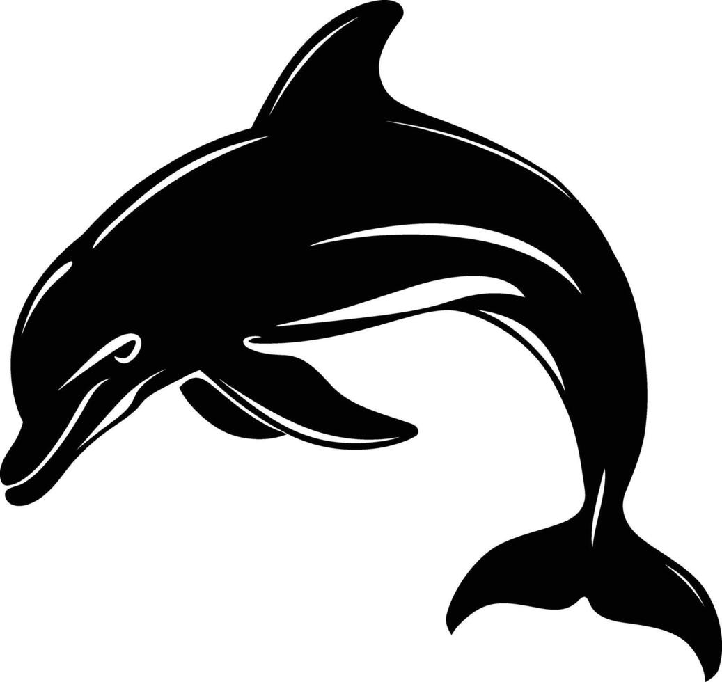 AI generated Silhouette dolphin black color only vector